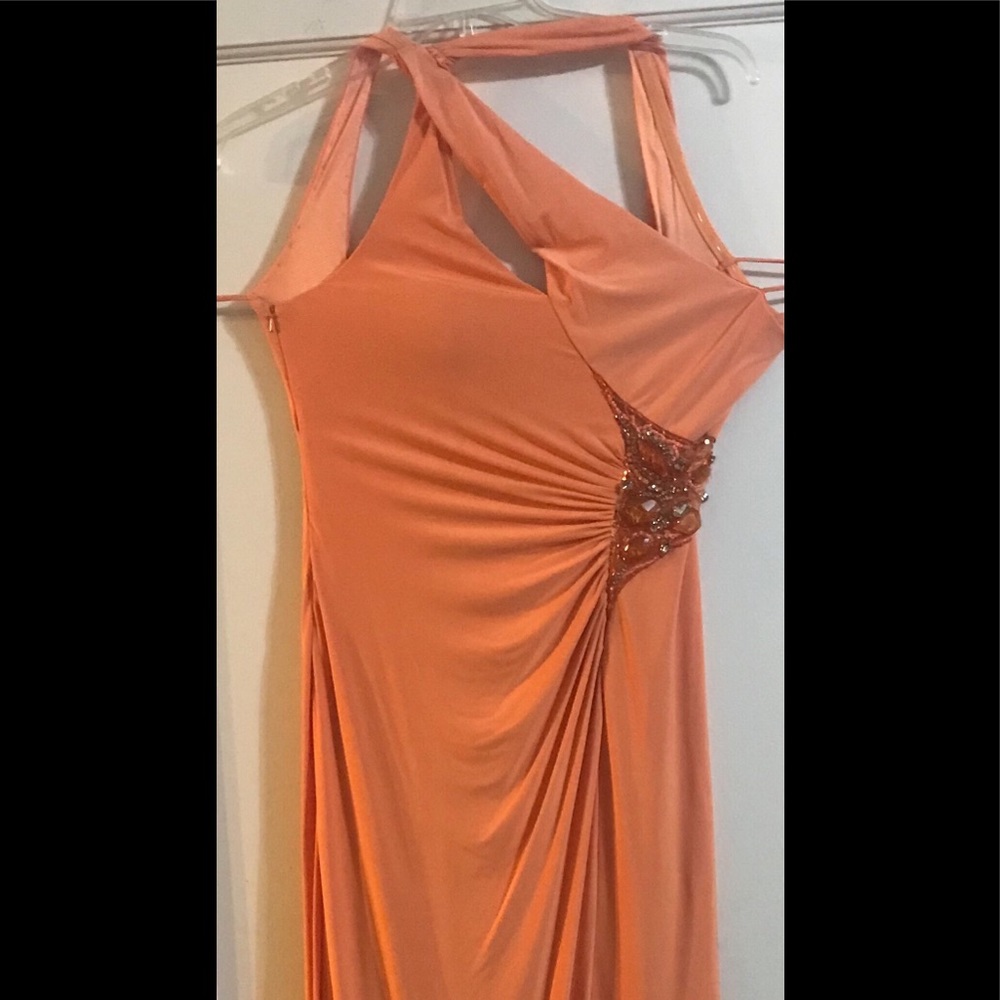 Asymmetrical Neck Evening Gown